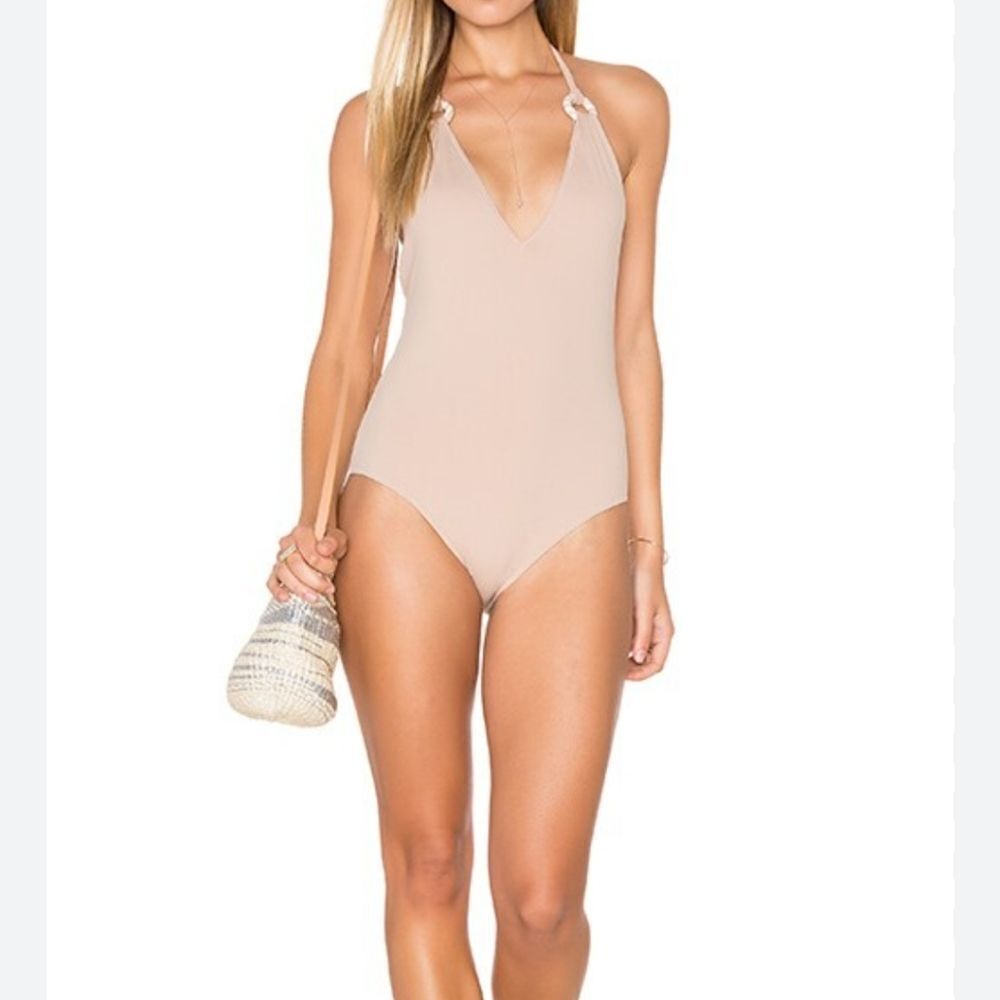 Marysia Doheny Halter One Piece Swinsuit In Sand Size Large